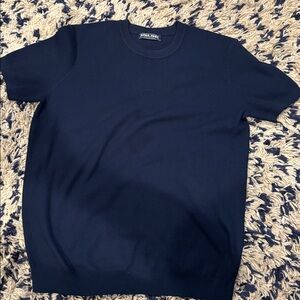 PJ PAUL JONES Mens Knit Short Sleeve Crewneck Shirt Casual Textured Pullover- L